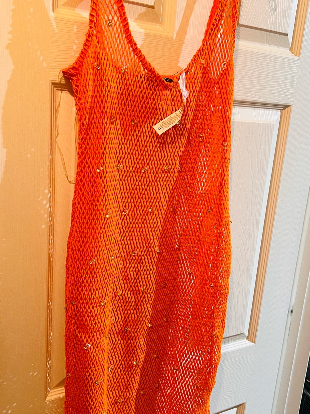 ASOS Orange Sheer Beaded Swim Coverup Maxi - Picture 2 of 2